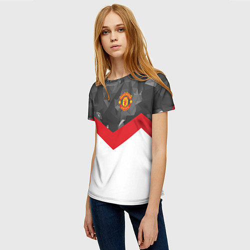 Женская футболка Man United FC: Grey Polygons / 3D-принт – фото 3