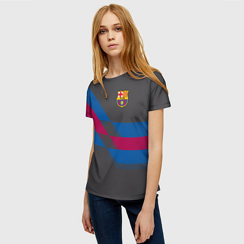 Женская футболка Barcelona FC: Dark style / 3D-принт – фото 3