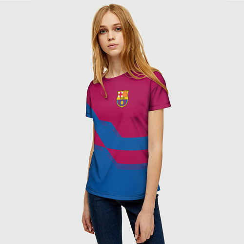 Женская футболка Barcelona FC: Blue style / 3D-принт – фото 3