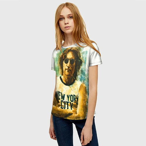 Женская футболка John Lennon: New York / 3D-принт – фото 3