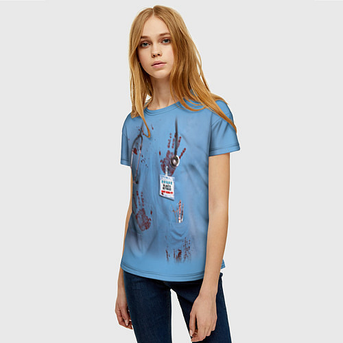 Женская футболка Костюм врача кровь / 3D-принт – фото 3