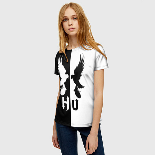 Женская футболка HU: Black & White / 3D-принт – фото 3