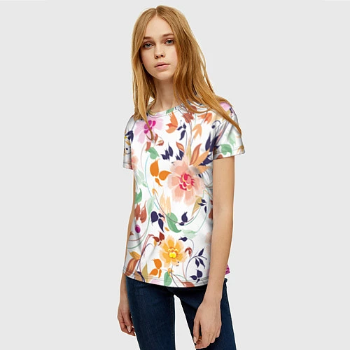 Женская футболка Нежные цветы / 3D-принт – фото 3