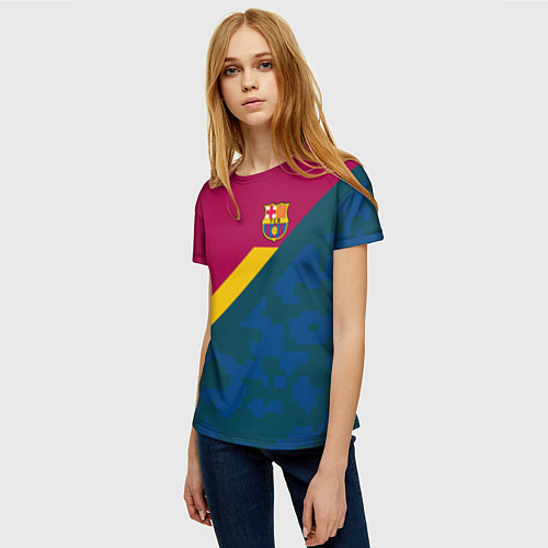 Женская футболка Barcelona FC: Sport Camo 2018 / 3D-принт – фото 3