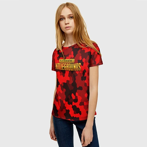 Женская футболка PUBG: Red Mozaic / 3D-принт – фото 3