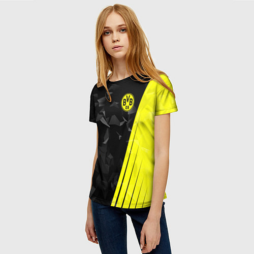 Женская футболка FC Borussia Dortmund: Abstract / 3D-принт – фото 3