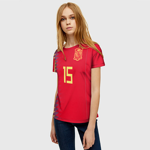 Женская футболка Сборная Испании: Рамос ЧМ 2018 / 3D-принт – фото 3