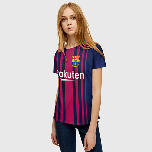 Женская футболка FC Barcelona: Rakuten / 3D-принт – фото 3