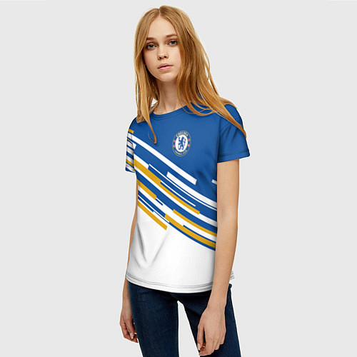 Женская футболка FC Chelsea: Colour Line / 3D-принт – фото 3