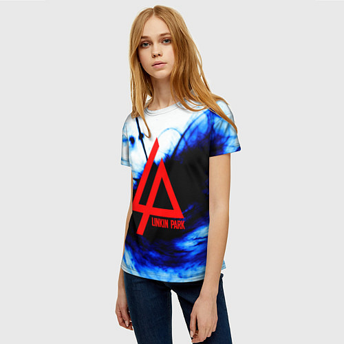 Женская футболка Linkin Park blue smoke / 3D-принт – фото 3