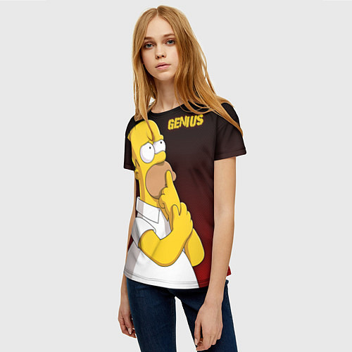 Женская футболка Homer Genius / 3D-принт – фото 3