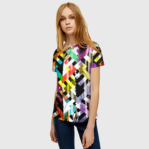 Женская футболка Геометрия в красках / 3D-принт – фото 3