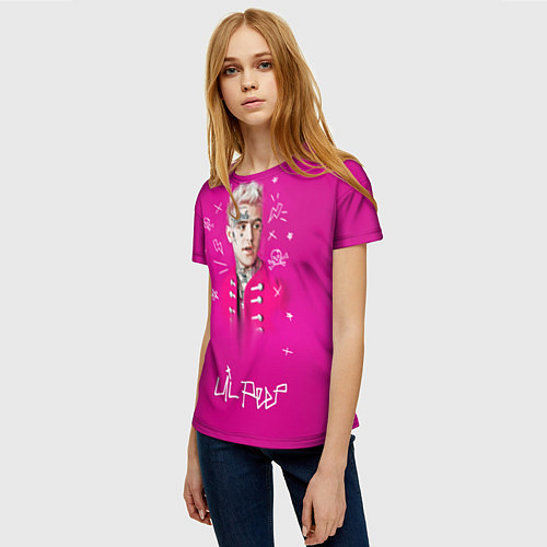 Женская футболка Lil Peep: Pink Light / 3D-принт – фото 3