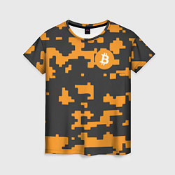 Футболка женская Bitcoin: Orange Camo, цвет: 3D-принт