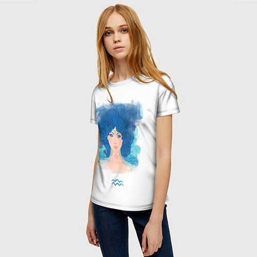 Женская футболка Девушка Водолей / 3D-принт – фото 3
