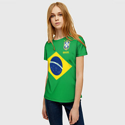 Футболка женская Сборная Бразилии: зеленая, цвет: 3D-принт — фото 2