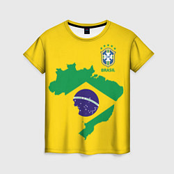 Футболка женская Сборная Бразилии: желтая, цвет: 3D-принт
