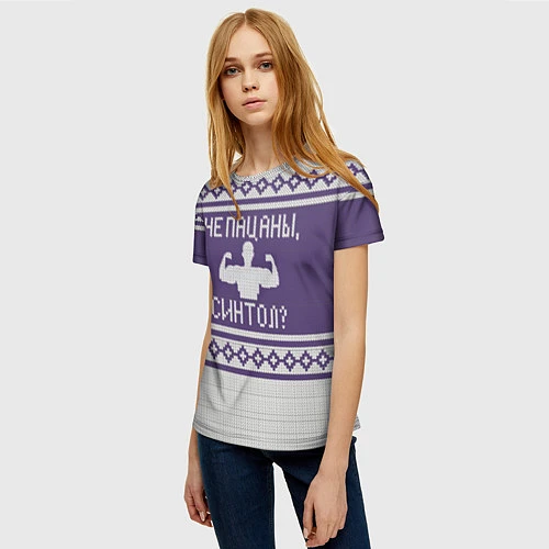 Женская футболка Синтол: Зимний узор / 3D-принт – фото 3