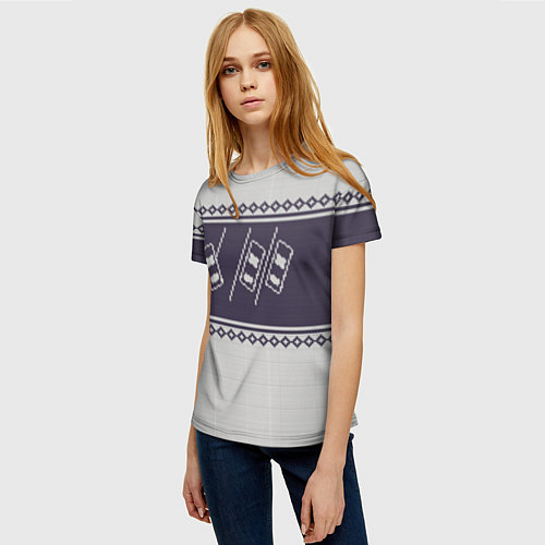 Женская футболка Форсаж: Зимний узор / 3D-принт – фото 3