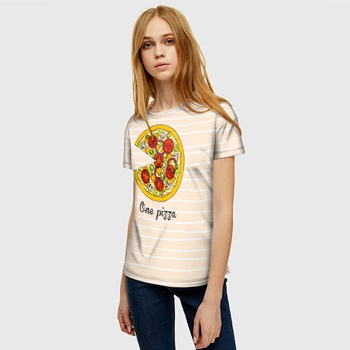 Женская футболка One Love - One pizza / 3D-принт – фото 3