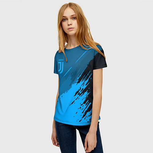 Женская футболка FC Juventus: Blue Original / 3D-принт – фото 3