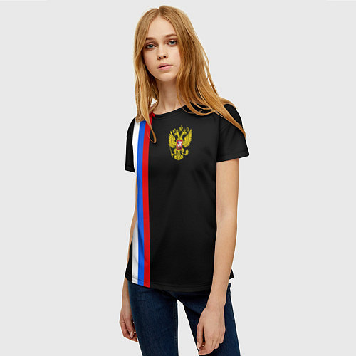 Женская футболка Россия: Линия триколор / 3D-принт – фото 3