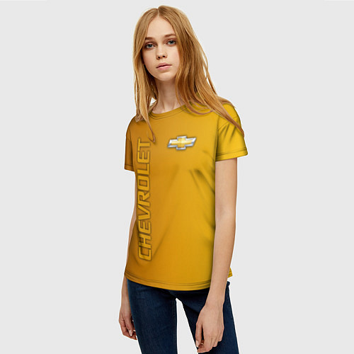 Женская футболка Chevrolet желтый градиент / 3D-принт – фото 3