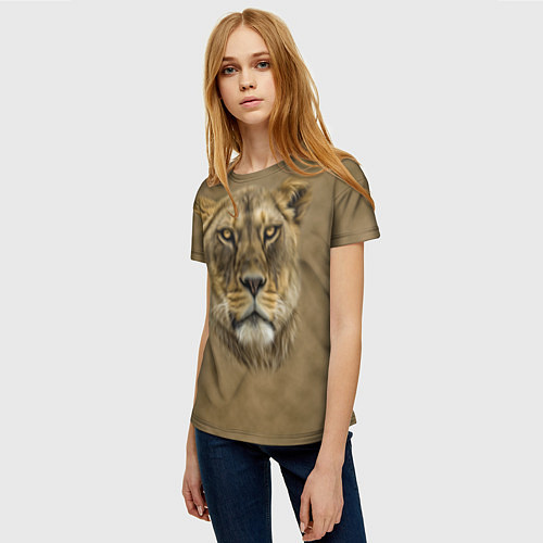 Женская футболка Песчаная львица / 3D-принт – фото 3
