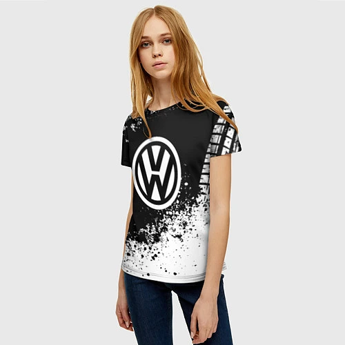 Женская футболка Volkswagen: Black Spray / 3D-принт – фото 3