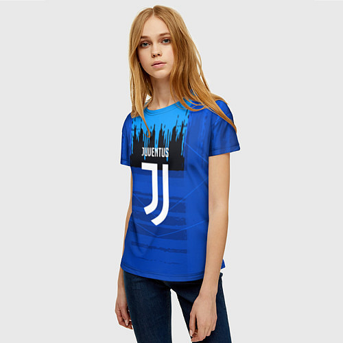 Женская футболка FC Juventus: Blue Abstract / 3D-принт – фото 3