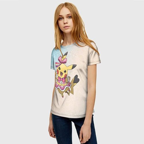 Женская футболка Пикачу-девочка / 3D-принт – фото 3