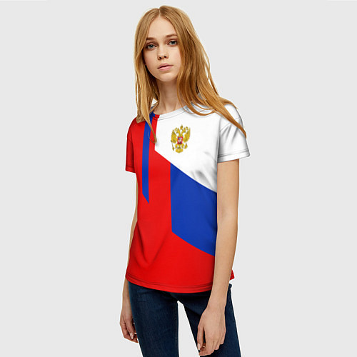 Женская футболка Russia: Geometry Tricolor / 3D-принт – фото 3