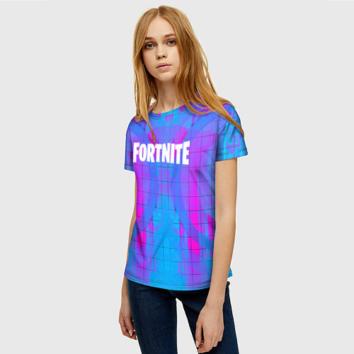 Женская футболка Fortnite: Acid Neon / 3D-принт – фото 3