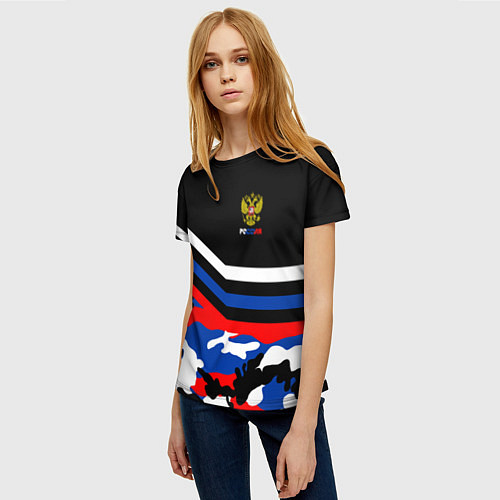 Женская футболка Россия: Камуфляж / 3D-принт – фото 3