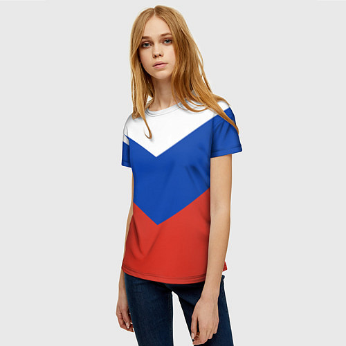Женская футболка Российский триколор / 3D-принт – фото 3