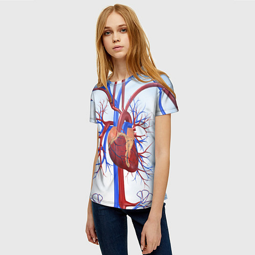 Женская футболка Сердечно-сосудистая система / 3D-принт – фото 3