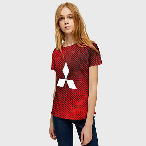 Женская футболка Mitsubishi: Red Carbon / 3D-принт – фото 3