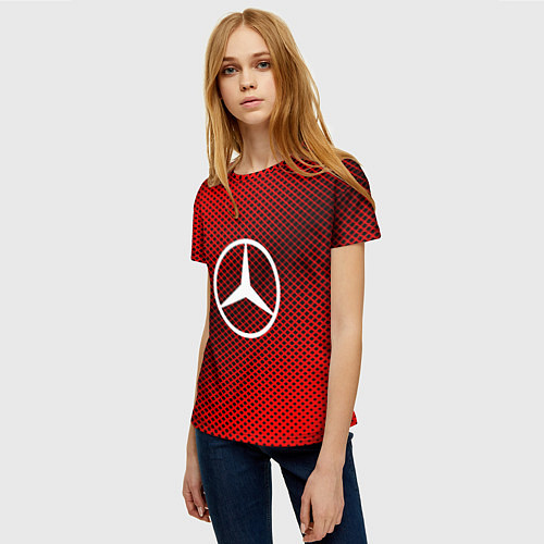 Женская футболка Mercedes: Red Carbon / 3D-принт – фото 3