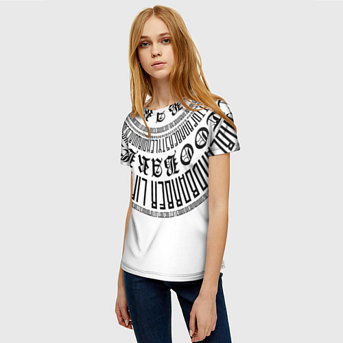 Женская футболка Каллиграфия барбера / 3D-принт – фото 3