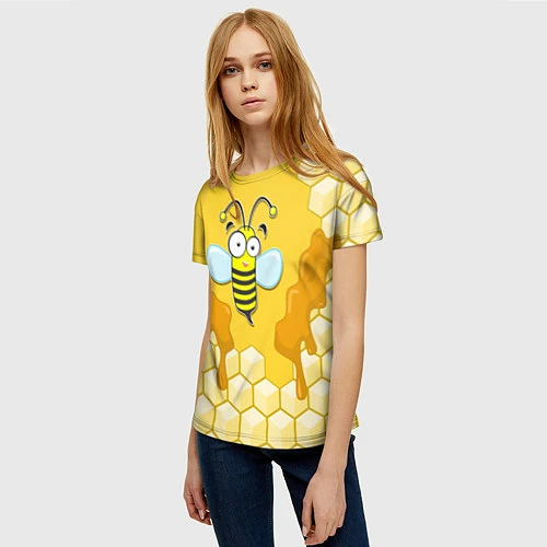 Женская футболка Веселая пчелка / 3D-принт – фото 3