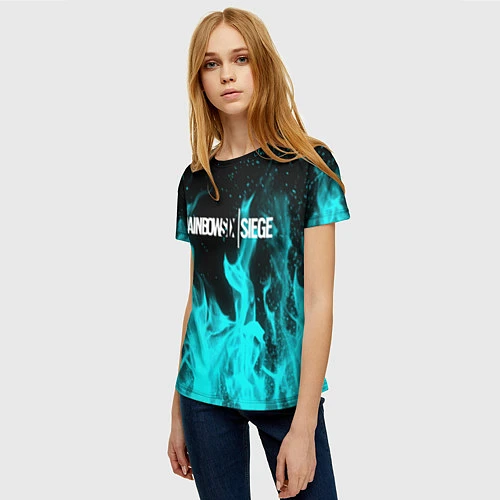 Женская футболка R6S: Turquoise Flame / 3D-принт – фото 3