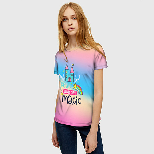 Женская футболка Create your own magic / 3D-принт – фото 3