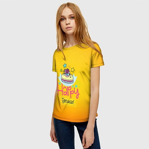 Женская футболка Happy Birthday / 3D-принт – фото 3