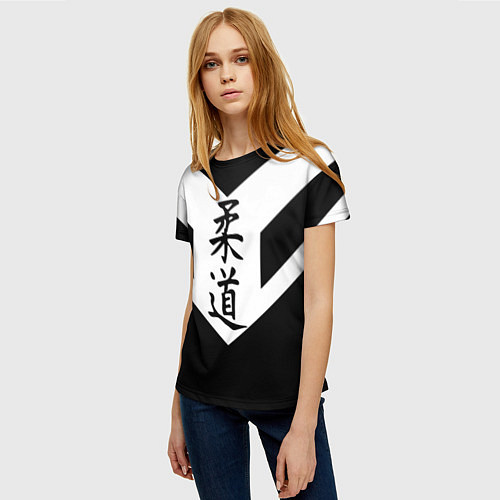 Женская футболка Дзюдо: иероглифы / 3D-принт – фото 3