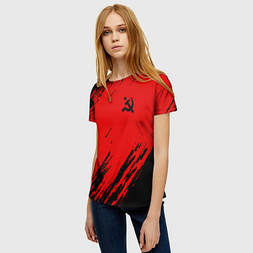 Женская футболка USSR: Red Patriot / 3D-принт – фото 3