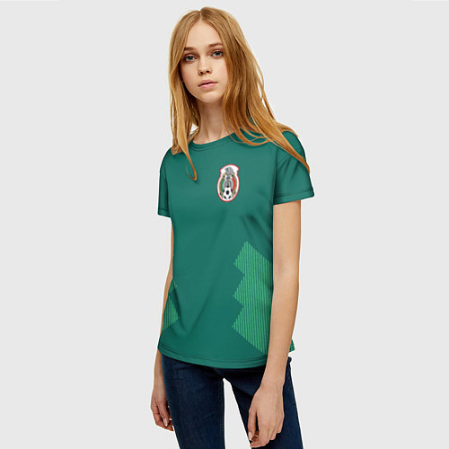Женская футболка Сборная Мексики: Домашняя ЧМ-2018 / 3D-принт – фото 3