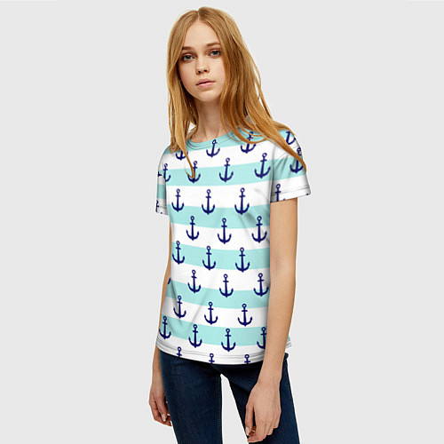 Женская футболка Морские якоря / 3D-принт – фото 3