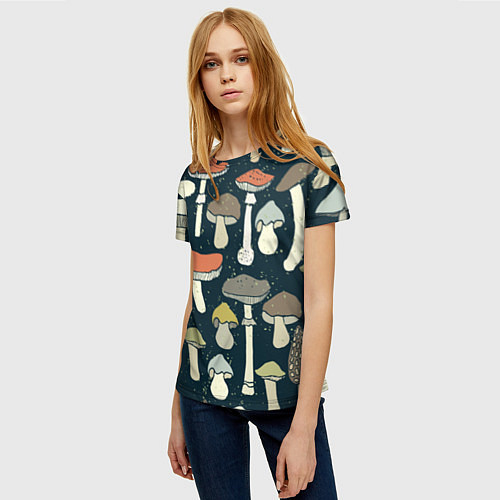 Женская футболка Грибной лес / 3D-принт – фото 3