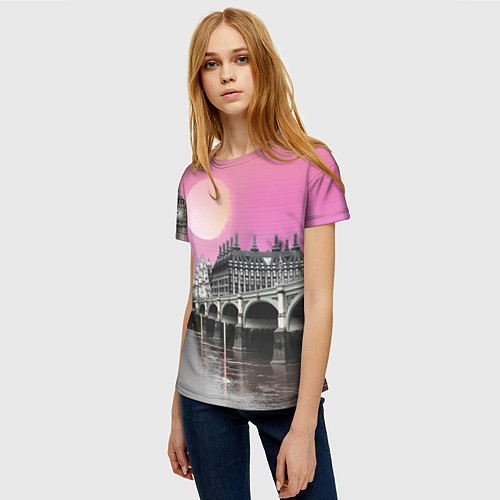 Женская футболка Закат в Великобритании / 3D-принт – фото 3