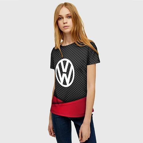Женская футболка Volkswagen: Grey Carbon / 3D-принт – фото 3
